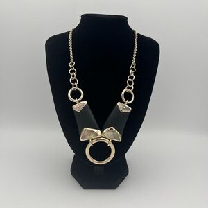 Retired - Alexis Bittar Gold Tone Lucite & Mother of Pearl Collar Necklace